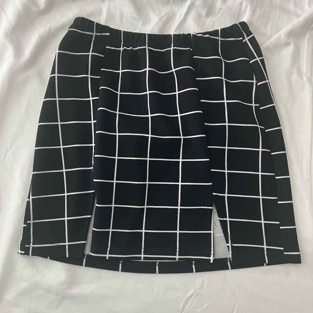 black grid mini skirt